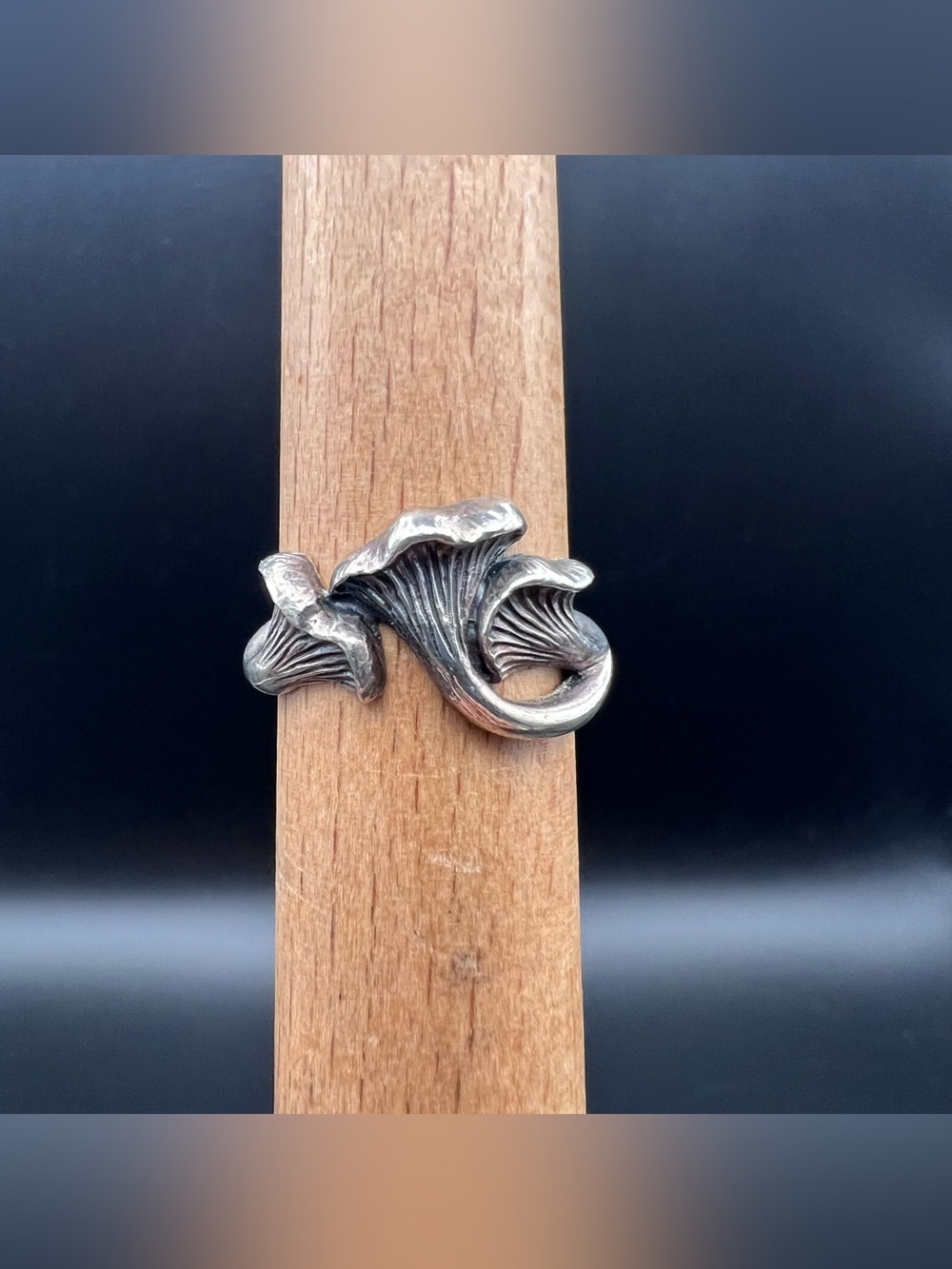 Sterling Silver Chanterelle Mushroom Ring